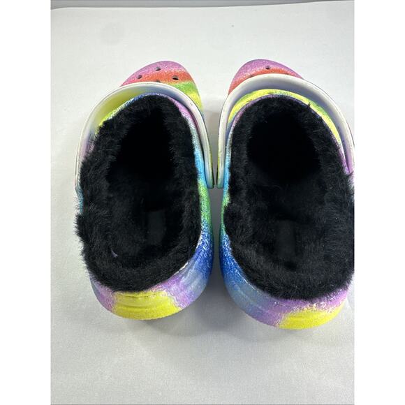 Crocs Classic Spray Dye Clog K Sandals Junior 5 / Women 7 Fuzzy Lined ￼ - Picture 3 of 7